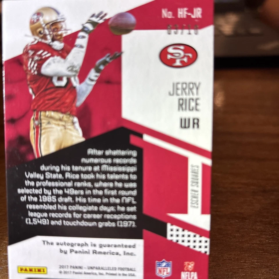 2017 Panini Unparalleled - High Flyers Jerry Rice Auto /10 - Image 3 of 3