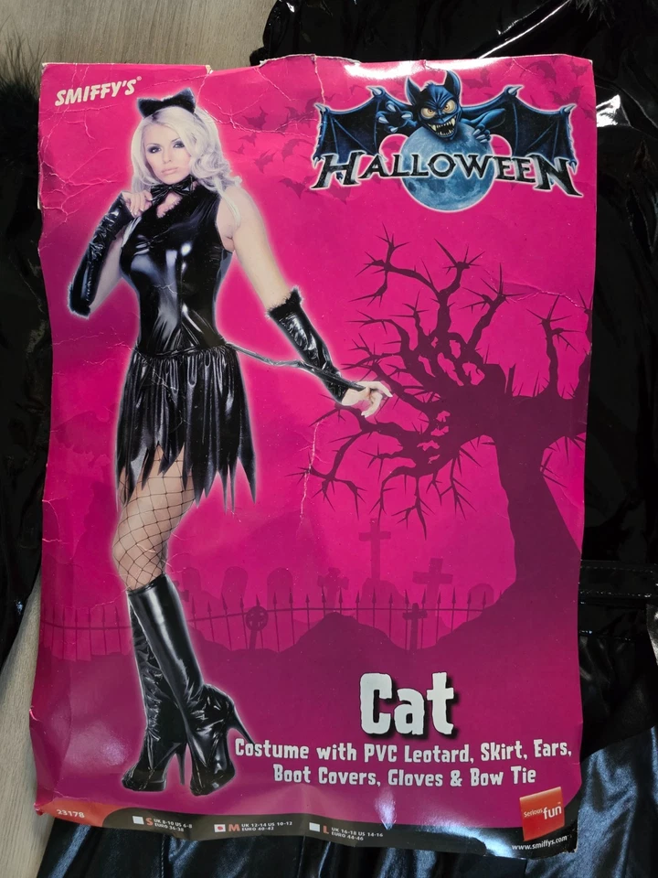 SMIFFY'S size 12 - 14 sexy PVC HALLOWEEN CAT black FANCY DRESS animal MEDIUM m - Image 2 of 4