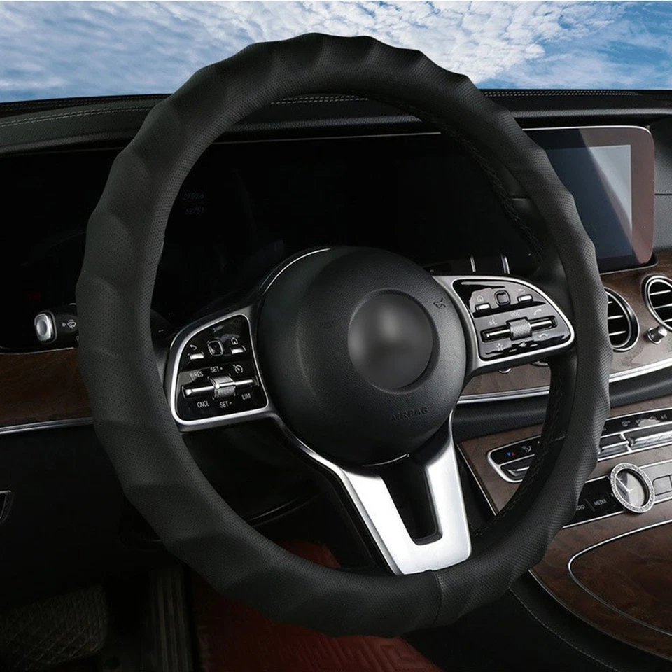 For Chevrolet 15" Car Steering Wheel Cover Leather Perforated Non-slip Protector - Image 4 of 4