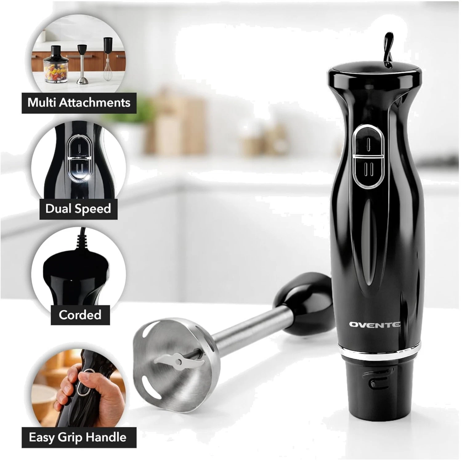 Corded Electric Stick Mixer - Egg Whisk & Beaker