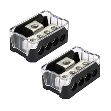 4 Way Power Distribution Block, 0/2/ AWG Gauge in, /8/10 Out, Car Audio Stereo