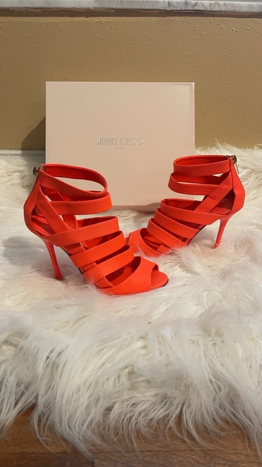 Jimmy Choo Neon Orange Flame 141 Damsen Pumps 36 - Image 3 of 4