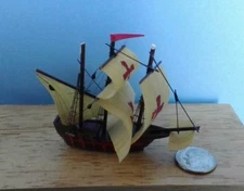 Dollhouse Miniature Large Model Sailing Ship Spanish Galleon Nautical fits 1:12 