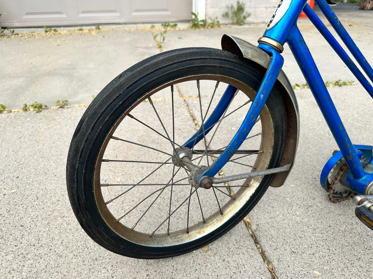Vintage Schwinn Pixie blue kids bicycle. Original parts. Hard tire