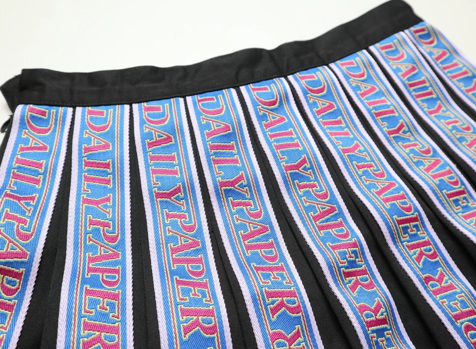 DAILY PAPER PLEATED HIGHT WAIST MINI SKIRT ROCK BLUE & BLACK VINTAGE WOMENS M - Bild 4 von 4