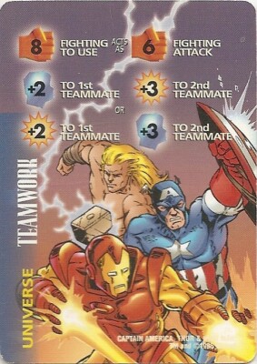 Marvel OVERPOWER IQ TEAMWORK 8F IE +2 +3 Captain America Thor Iron Man