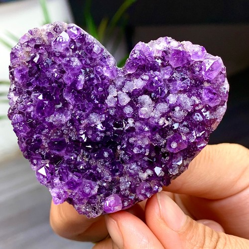 141G Natural Forma Corazón Amatista Gema Cuarzo Racimo Cristal Muestra - Imagen 20 de 22