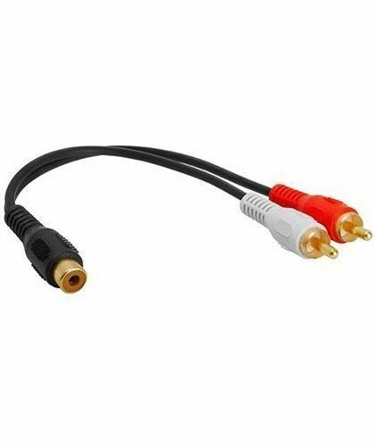 RCA Female to 2 Dual RCA Male Plug Audio Cable Adapter Y Splitter Converter 20cm - Image 2 of 4
