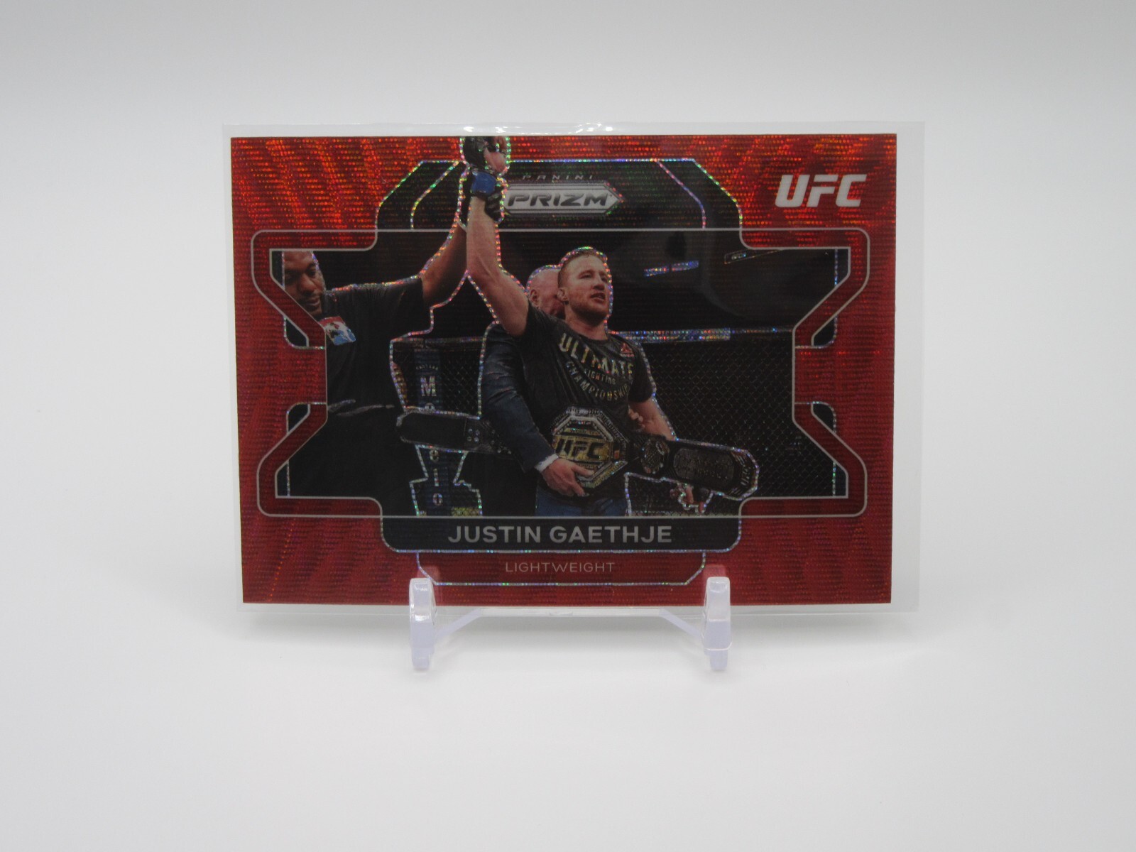 2022 Panini Prizm UFC Ruby Wave Prizm Justin Gaethje #44