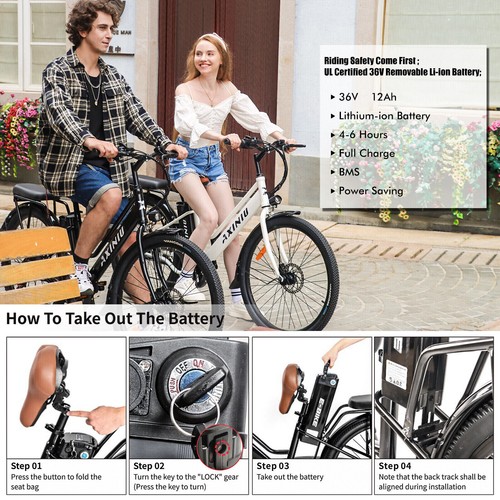 500W 26''inch E-bike Electric Folding Bicycle Fat Tire Snow Beach City Ebike - Picture 5 of 12