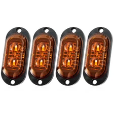 4PCS Marker Lights 2.2" LED Truck Trailer Oval Clearance Side Lamp Amber Yellow
