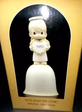 ENESCO Precious Moments “GOD SENT HIS LOVE” Bell Ornament 1985 VINTAGE D88