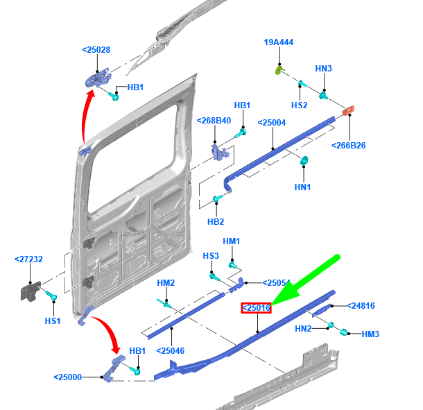 FORD TRANSIT MK4 Linke Schiebetür, untere Schiene, 2367248, neues