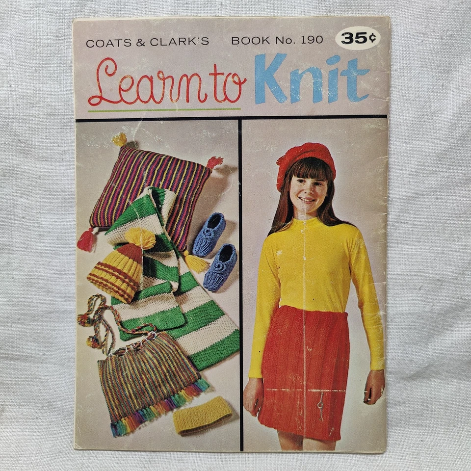 1960s Coats & Clark's Book 190 Learn To Knit Knitting & Crochet Pattern Book - Image 4 of 4