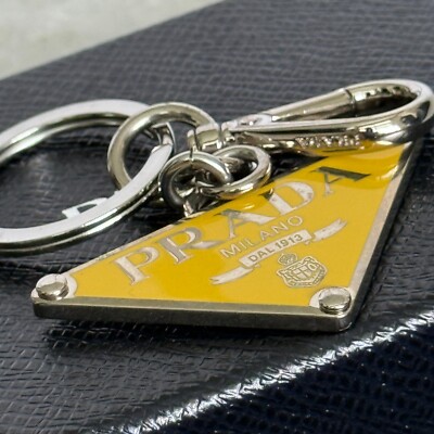 PRADA Key Ring Charm PRADA Metal Triangle Triangle Logo Plate