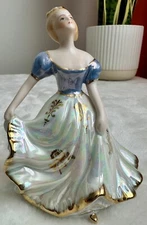 Cracker Barrel Bell Ornament Victorian Dancing Lady Figurines Hand Painted Used