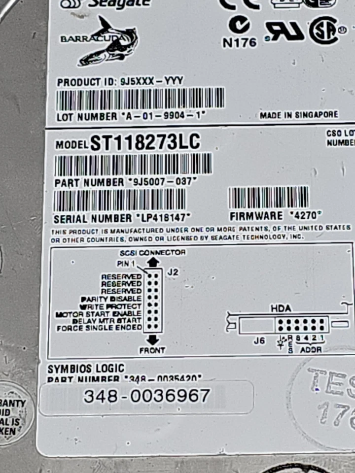 SEAGATE ST118273LC 18GB ULTRA 2 WIDE SCSI HARD DRIVE - 7,200 RPM - Image 2 of 4