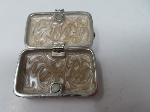 Red Hat Society 1.5"x 2.5" Enamel Silver Tone Metal Hinged Trinket Box - Picture 2 of 3