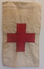 Vintage Vietnam Era U.S. Red Cross First Aid Station Flag – Authentic Patina