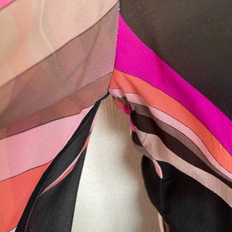 Emilio Pucci Vintage High Neck Long Sleeve Dress Pink Black Italy Rare - Image 3 of 4