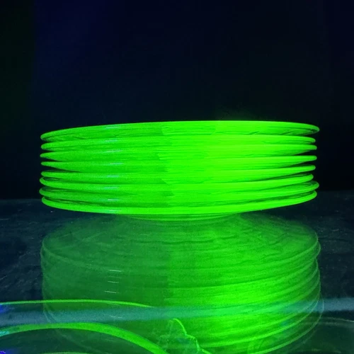 Vaseline Uranium Depression Glass Plates Saucers Dishes set of 8 glows