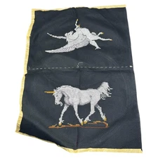 Handmade Unicorn Pegasus Cross Stitch Needlepoint Panel Fantasy 11.75x17 Art