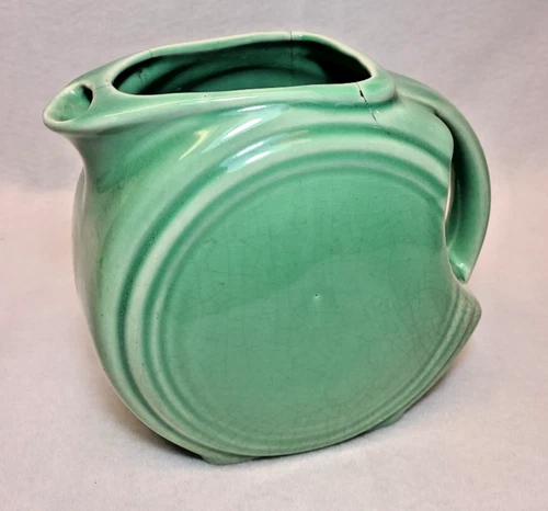 Vintage Unmarked Seafoam Green 6.5" 2qt Disc Pitcher, Fiesta-like Pottery