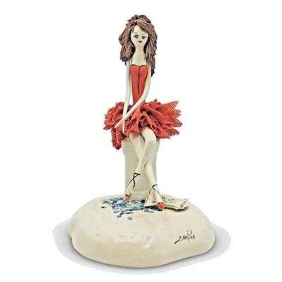 Sitting BALLERINA RED Lace Dress by ZAMPIVA ITALY 4,5" Tall BRAND-NEW ZA 50044 - Image 1 of 4