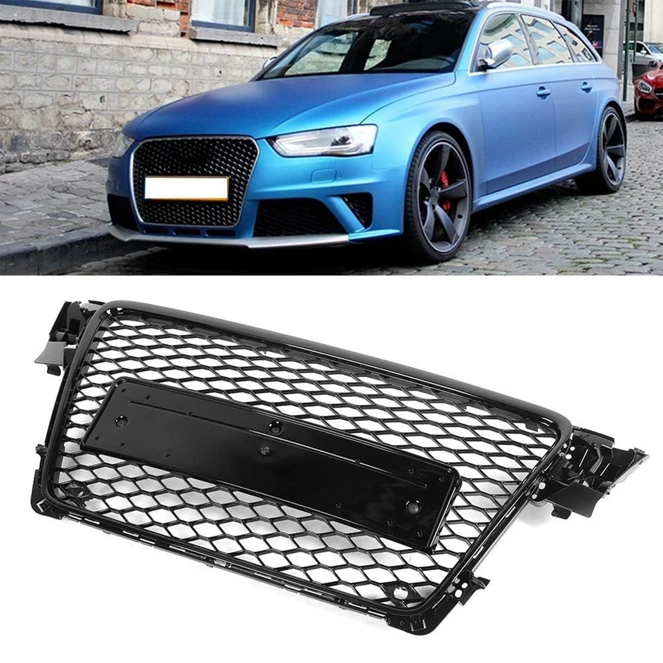 Honeycomb Sport Mesh Rs4 Style Hex Grille Grill Black For 09-12 Audi A4/S4 B8 8T - Image 3 of 4