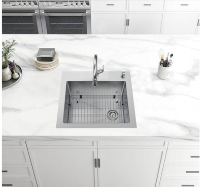 #ad Complete 25 x 22 in. Drop in Single Bowl Stainless Kitchen Sink with Faucet $125.00