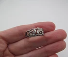 Vintage 925 Sterling Silver Solid Open Leaves Line Etches Vines 8.5mm Ring Sz 9