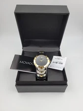 $1195 MSRP | Movado Luno Sport Men’s Two Tone Black Dial Swiss Watch - 0606906