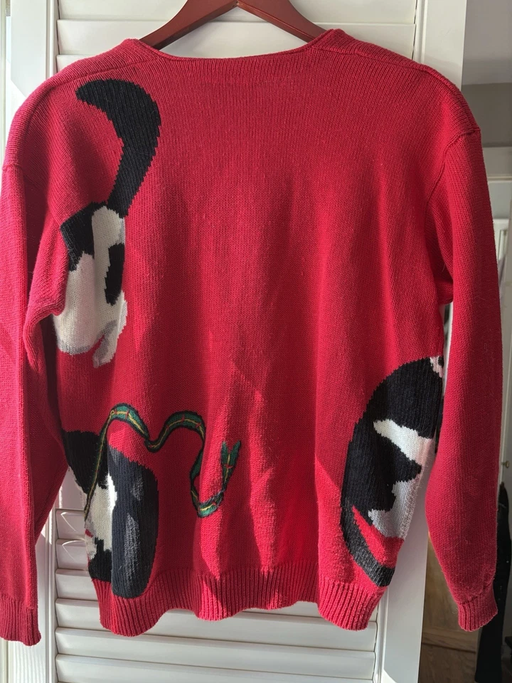 Cárdigan vintage Susan Bristol gato cinta de Navidad raro Foto 2 de 4