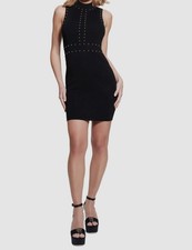 Guess Womens Black Veronika Studded Bodice Bodycon Sweater Dress Size XS