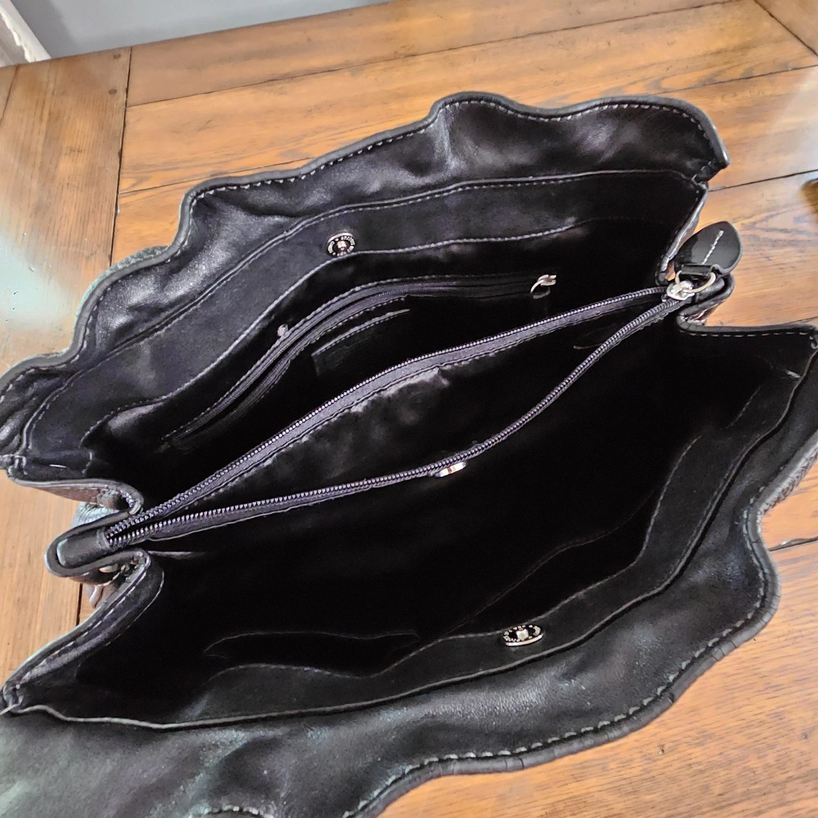 Borsa Coach vintage pelle nera ciottoli PENELOPE tracolla tasche organizer