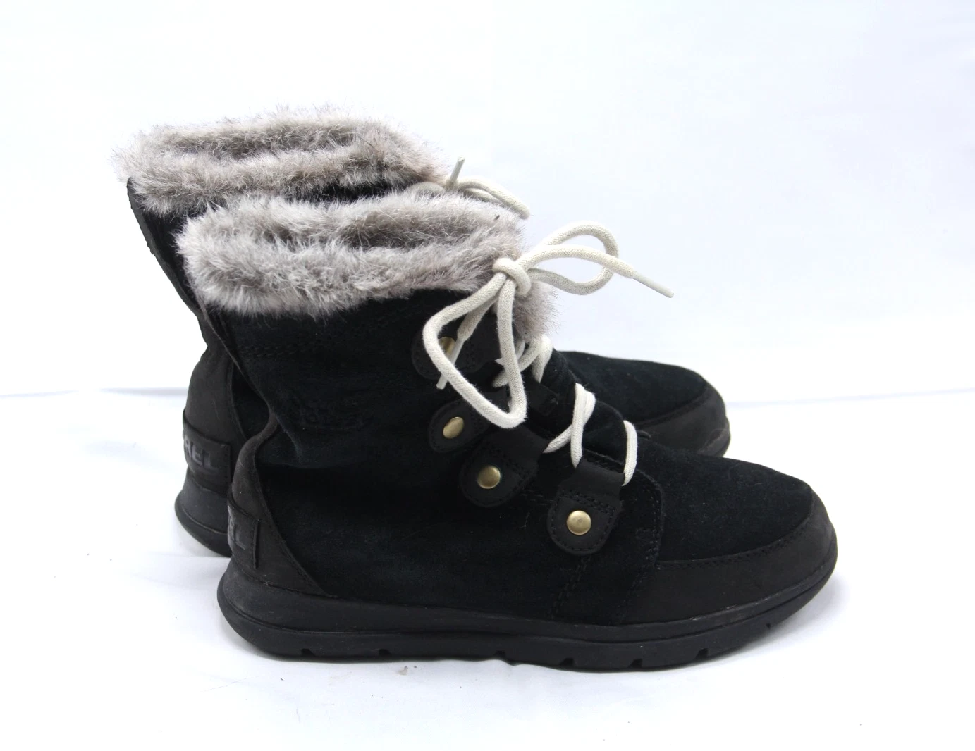 Sorel Explorer Joan Boots Women's Size 7 Black Suede Leather Lined Winter Snow