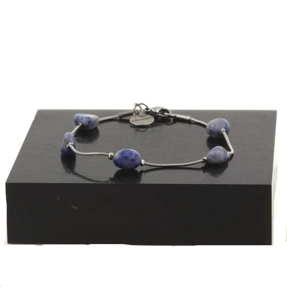 piedras y minerales. Pulsera tobillera 5 cuentas de jaspe azul de Sudáfrica Foto 3 de 3
