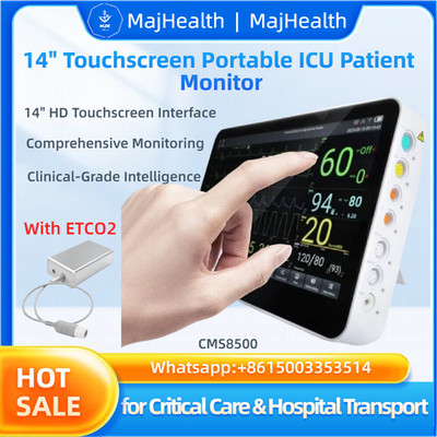 14'' Touchscreen ICU Monitor for Critical Care - Vital Signs, ETCO2, Portable