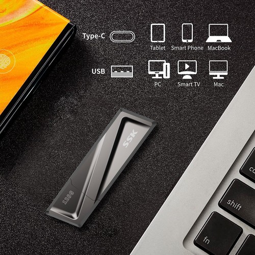 SSK SSD USB Flash Drive USB 3.2 550MB/s + USB C Adapte For Laptop Smartphone - Picture 6 of 38