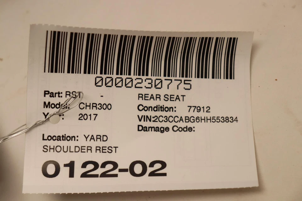 Chrysler 300 2015-2018 asiento trasero derecho reforzado hombro negro con bolsa OEM Foto 4 de 4