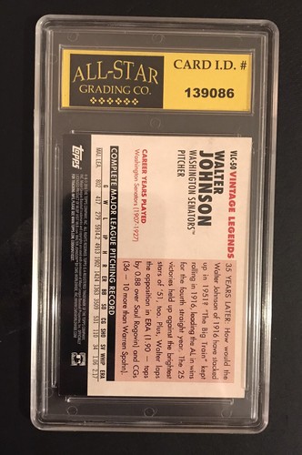 2010 Topps Vintage Legends Collection #VLC50 Walter Johnson senatori grado 10 - Foto 2 di 2