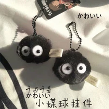 NEW HOT Spirited Away Mini Soot Sprite Plush Doll Figure Toy Keychain 3CM