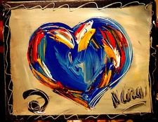 BLUE HEART painting Abstract Modern Art  Contemporary  WALL DECOR Y3G4F