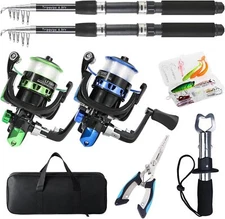 Fishing Rod, 2PCS Telescopic Fishing Rod and Reel Combo with Fishing Pliers 