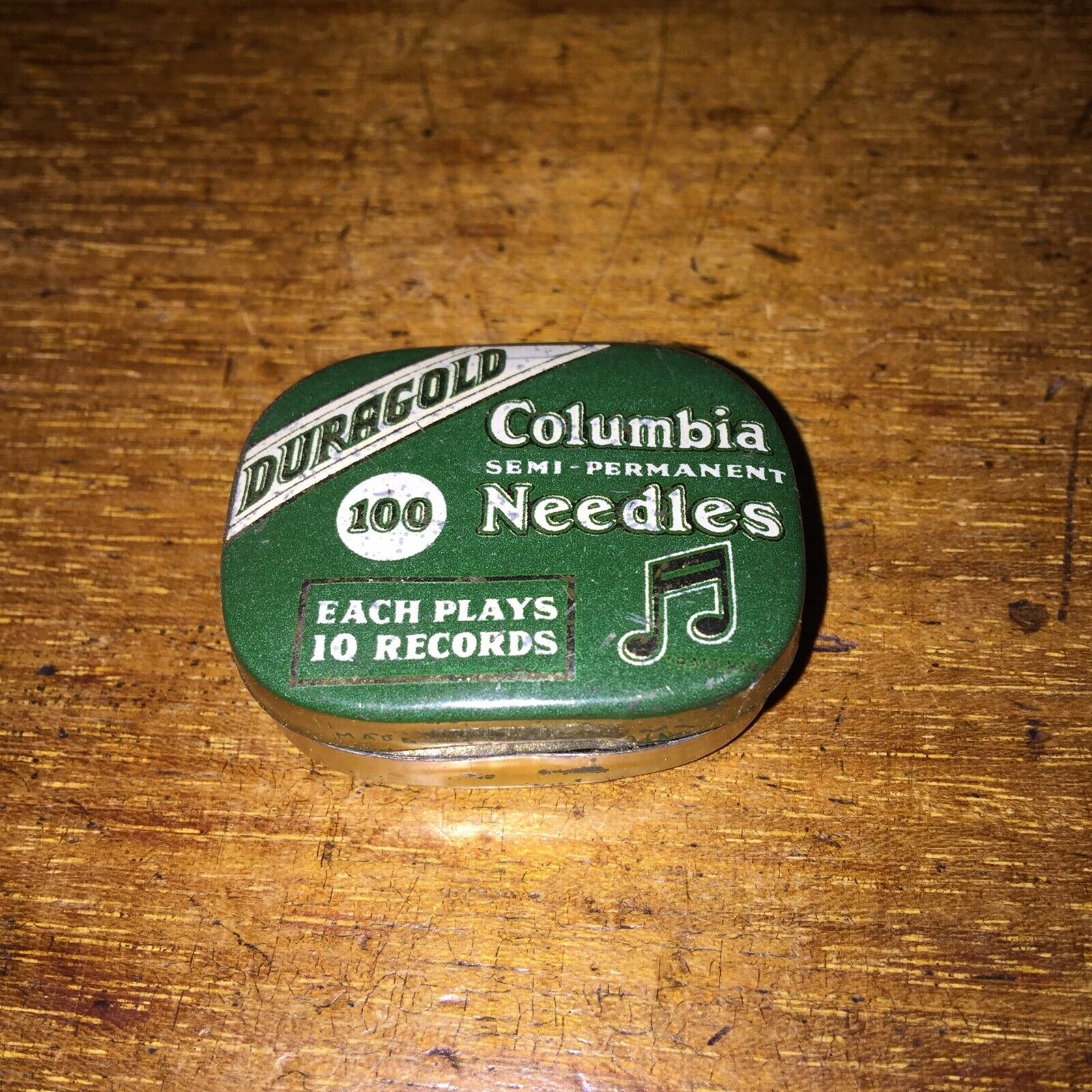 Vintage Antique Duragold Columbia Semi Permanent Needle Tin + Needles