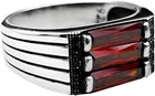 Natural Red Garnet Men's Ring 925 Sterling Silver Garnet Ring  Engagement Ring