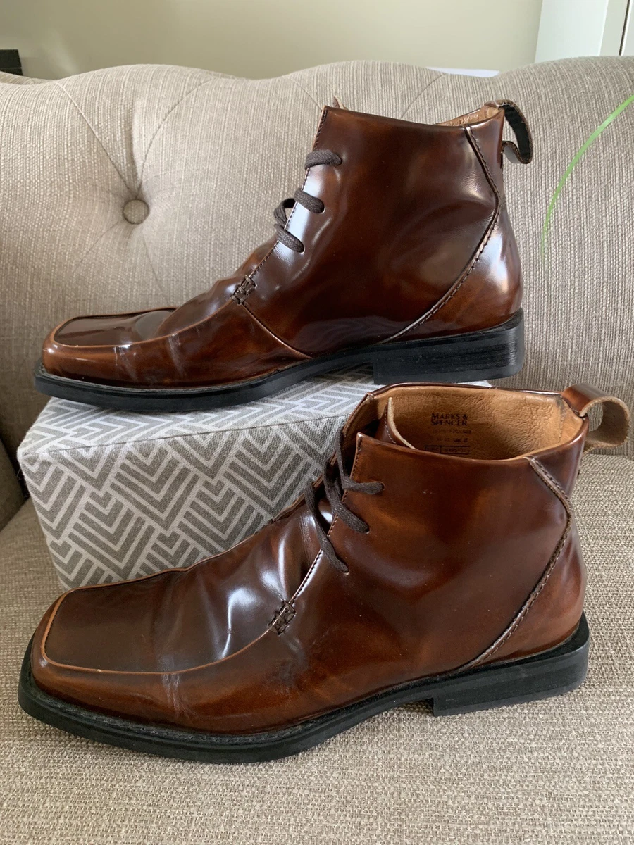 M S Autograph Men s Brown Leather Lace Up Chelsea Boots Size 8