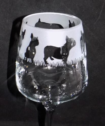 New 'FRENCH BULLDOG' Hand Etched Large Wine Glass with Gift Box - Unique Gift! - Picture 1 of 9