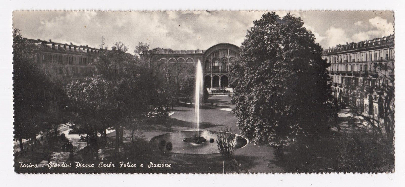 Cartolina Allungata Torino Giardini Piazza Carlo Felice e Stazione A3203G