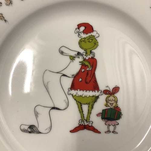 Dr. Seuss The Grinch Set of 4 SALAD Plates 8” Gold Rimmed Zrike Christmas - Picture 5 of 6